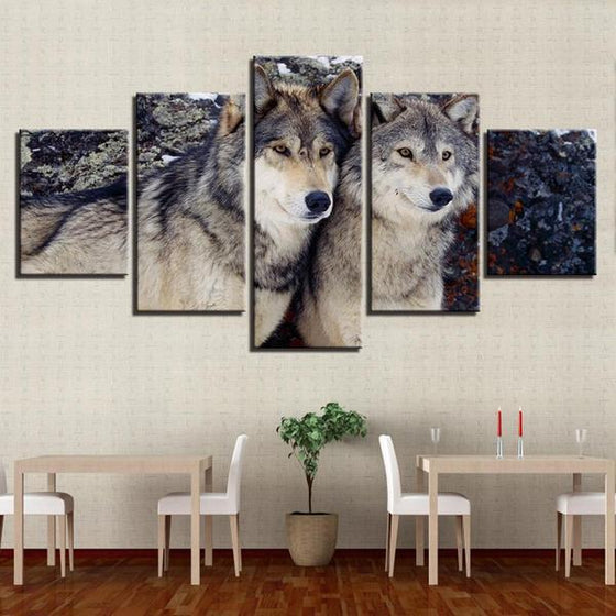 Metal Wall Art Wolves Canvas