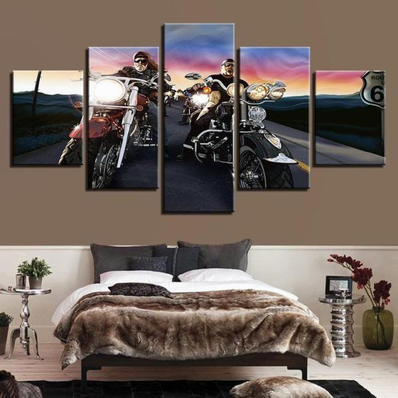 Biker Gang Motorcycle Canvas Wall Art Bedroom