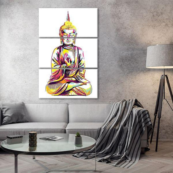 Multicolored Buddha 3 Panels Canvas Wall Art Living Room