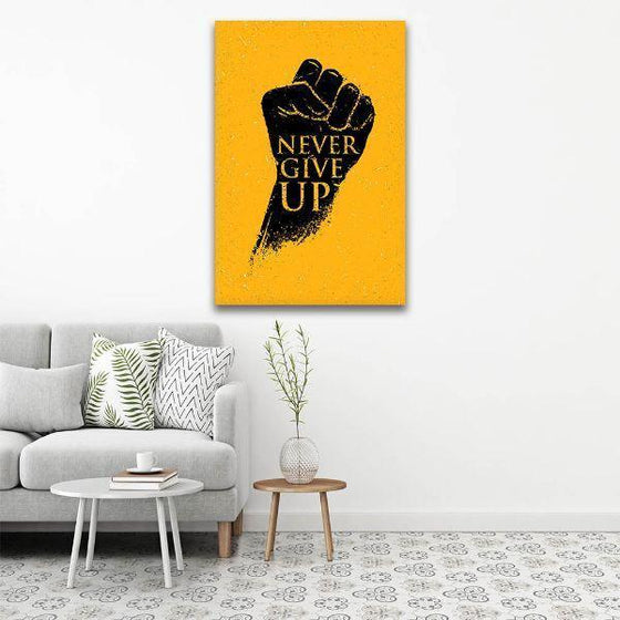 Never Give Up Quote 1 Panel Canvas Wall Art Entertainment Room