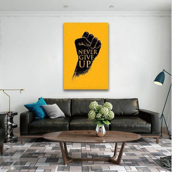 Never Give Up Quote 1 Panel Canvas Wall Art Print