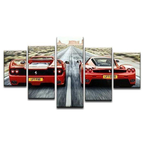Old Vs New Ferrari Canvas Wall Art