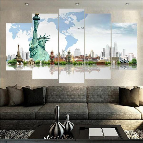 Country Landmarks Canvas Wall Art