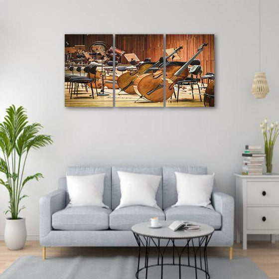 Orchestra Instruments 3 Panels Canvas Art Print