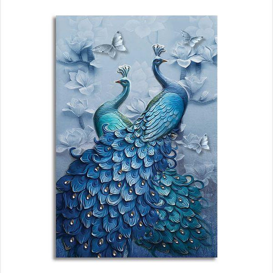 Peacocks & Butterflies Canvas Wall Art