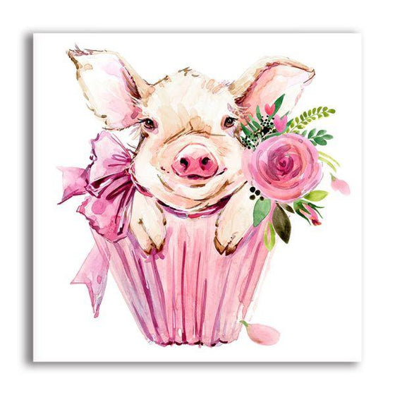 Pig In A Pot Canvas Wall Art