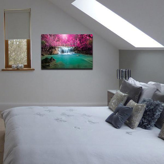 Pink Leaves And Waterfalls Wall Art Bedroom