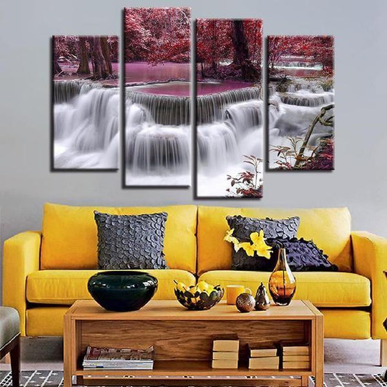 Red Waterfall Wall Art Canvas