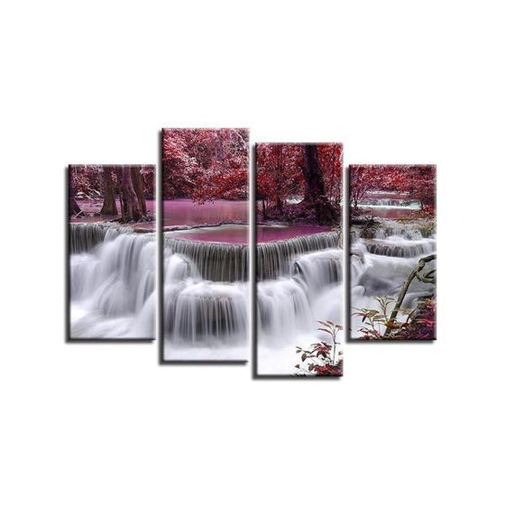 Red Waterfall Wall Art Canvases