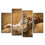 Relaxed Wild Tiger 4 Panels Canvas Wall Art