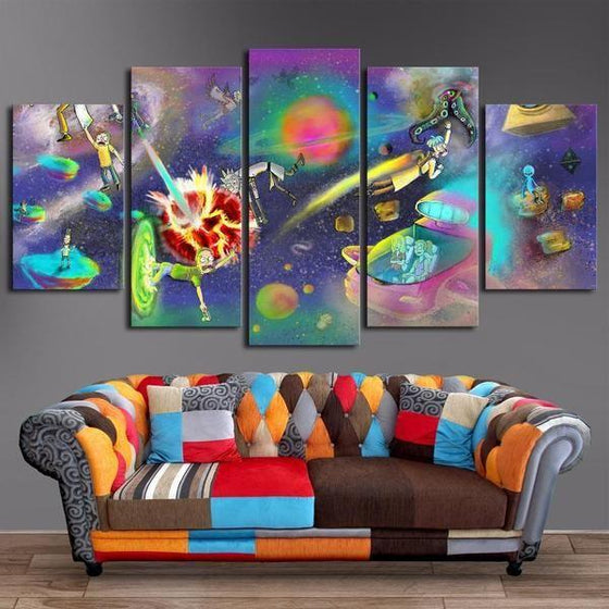 Rick and Morty Inspired Space Adventures Canvas Wall Art Decor