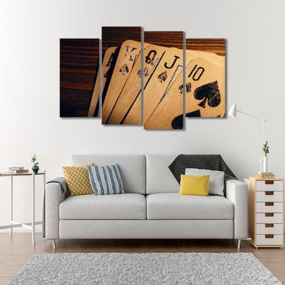Rustic Playing Cards 4 Panels Canvas Wall Art Decor