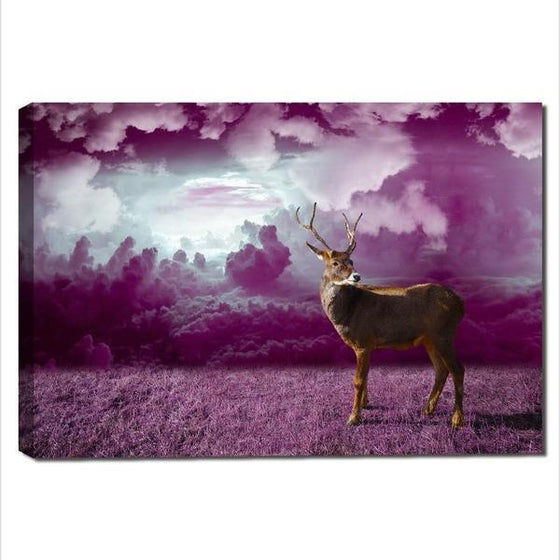 Scenic Landscape & Wild Deer Canvas Wall Art