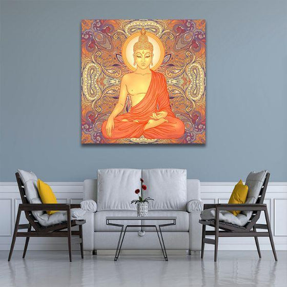 Colorful Sitting Buddha Canvas Art