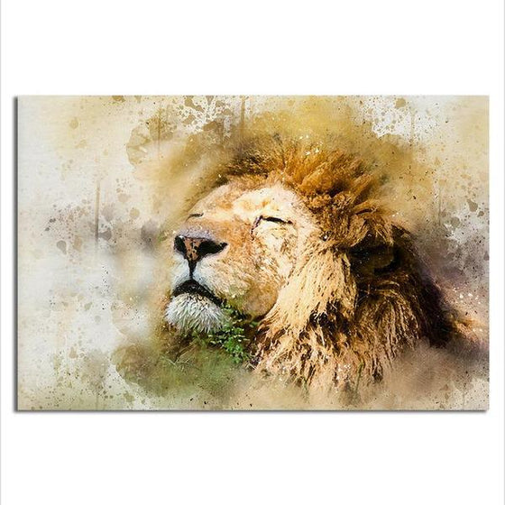 Sleeping Lion Head Canvas Wall Art