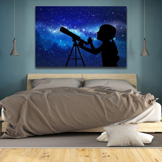 Stargazing Kid Galaxy Canvas Wall Art Bedroom