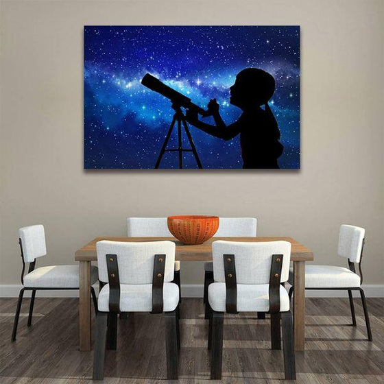 Stargazing Kid Galaxy Canvas Wall Art Dining Room