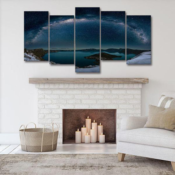 Starry Sky At Night View 5-Panel Canvas Wall Art Living Room