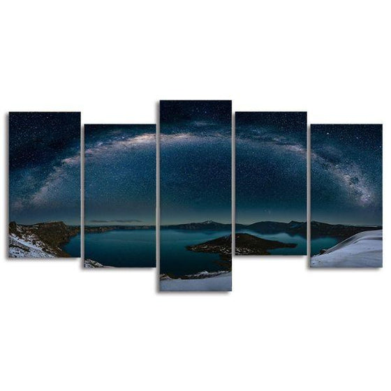 Starry Sky At Night View 5-Panel Canvas Wall Art