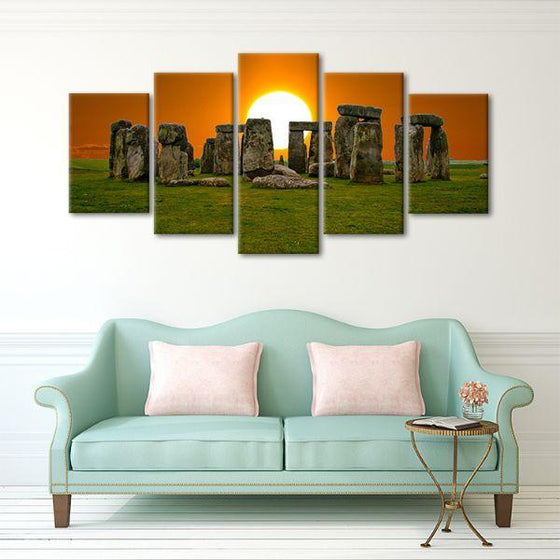 Sunset At Stonehenge 5 Panels Canvas Wall Art Decor