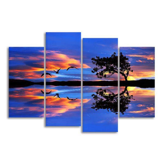 Sunset With Mangrove Tree Canvas Wall Art