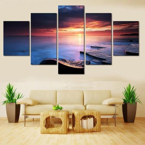 Coastal Sunset Canvas Wall Art Living Room