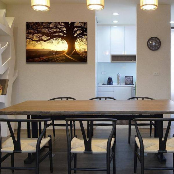 Sunset With Old Tree Wall Art Dining Room