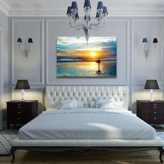 Surfer And Sunset Wall Art Bedroom