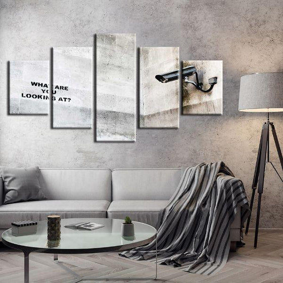 Surveillance By Banksy 5 Panels Canvas Wall Art Living Room
