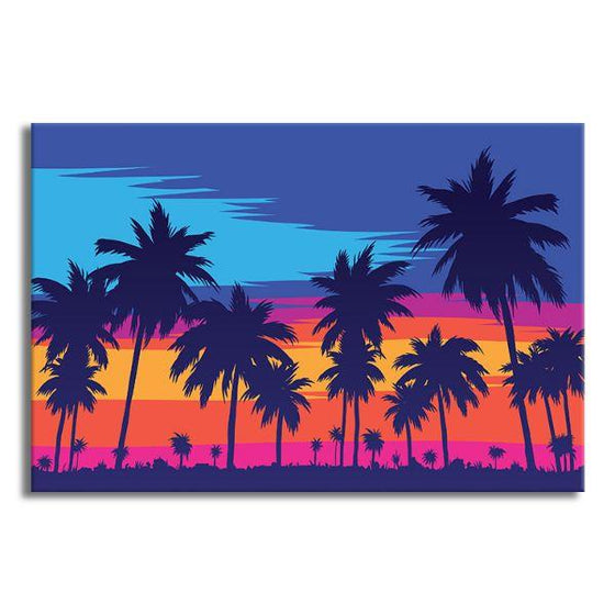 Tall Palm Trees Silhouette Canvas Wall Art