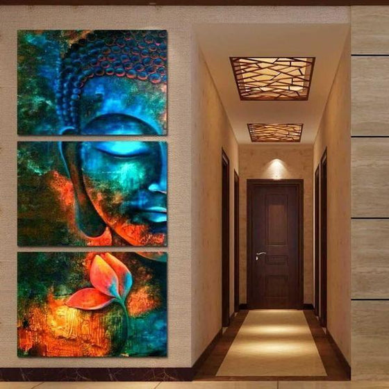 Turquoise Buddha Canvas Wall Art Set