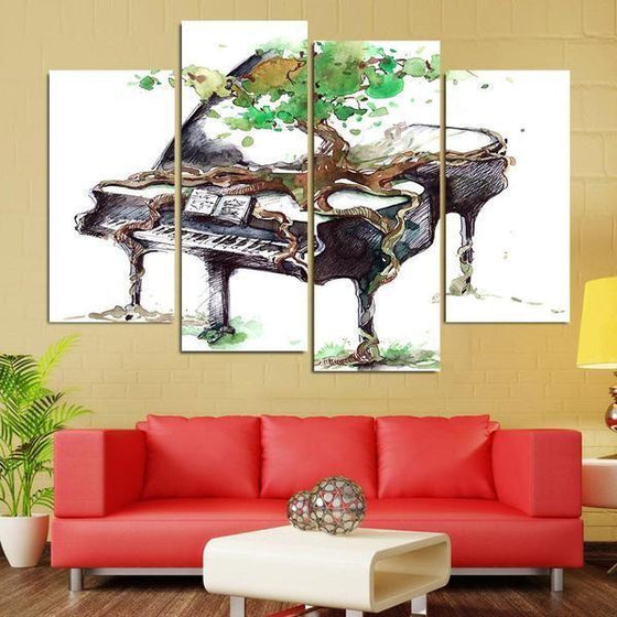 Bonsai Tree On Piano Canvas Wall Art Living Room