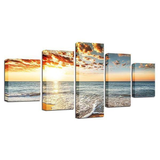 Beach Side Sunset View Canvas Wall Art Prints