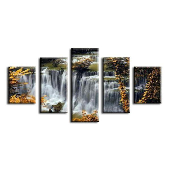 Waterfalls In The Forest Canvas Wall Art