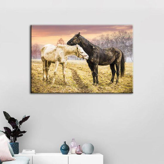 Wild Horses At Sunset Canvas Wall Art Print