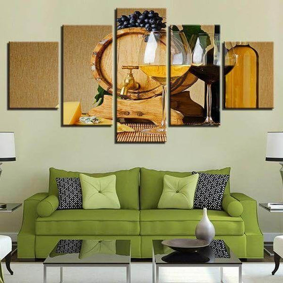 Red And White Wine Barrel Canvas Wall Art Living Room