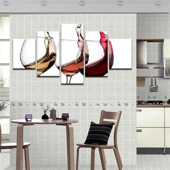 Wine Glasses Canvas Wall Art Dining Room