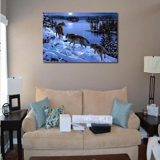 Winter Wolves Canvas Wall Art Living Room