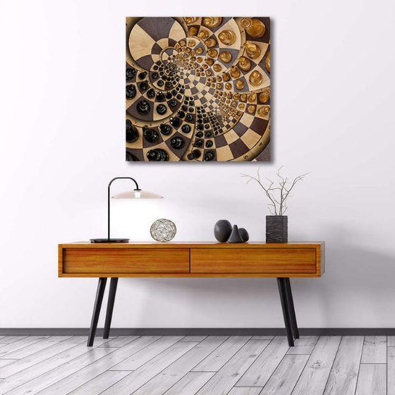 Wooden Chess Abstract Canvas Wall Art Decor
