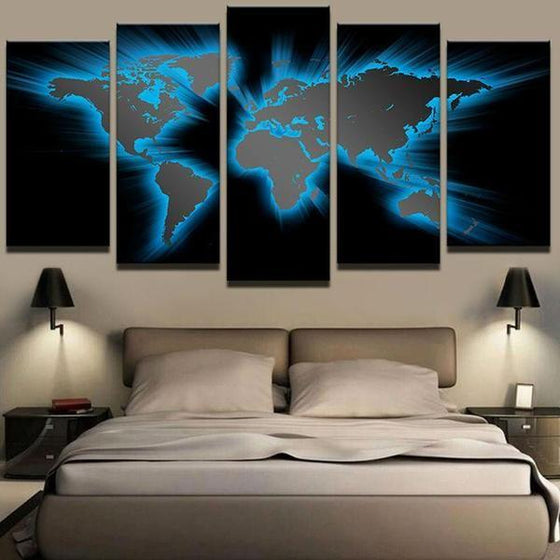 World Map Wall Art Wood Canvas