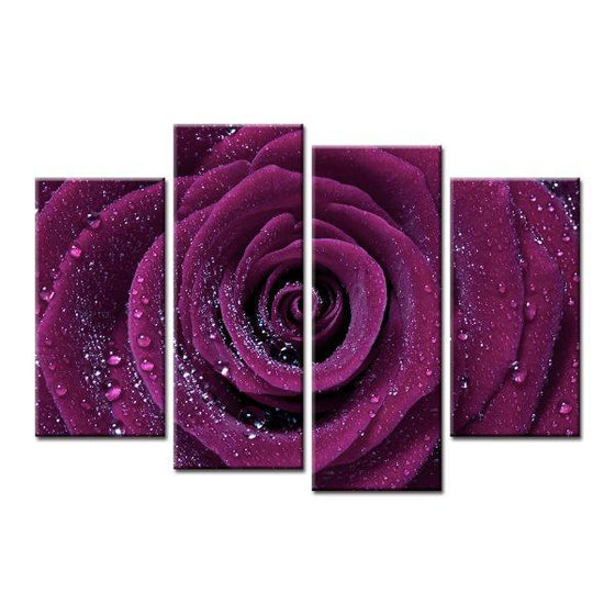 Wet Purple Rose Canvas Wall Art
