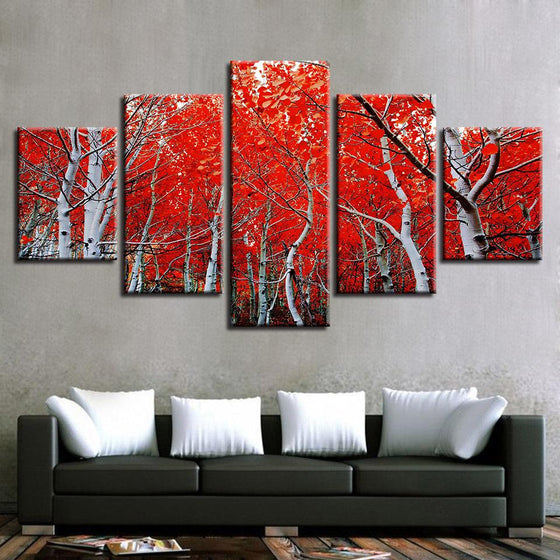 Red Autumn Maple Tree Canvas Wall Art