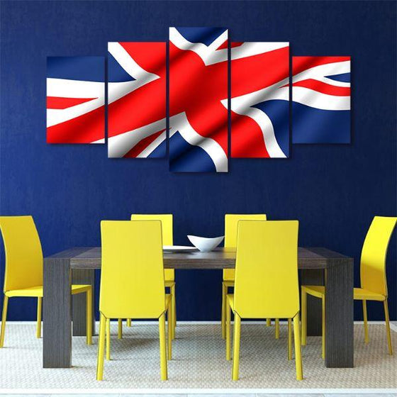 United Kingdom Flag 5 Panels Canvas Wall Art Dining Room