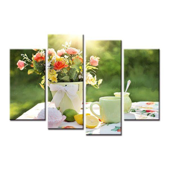 Outdoor Vase Full Of Roses Canvas Wall Art