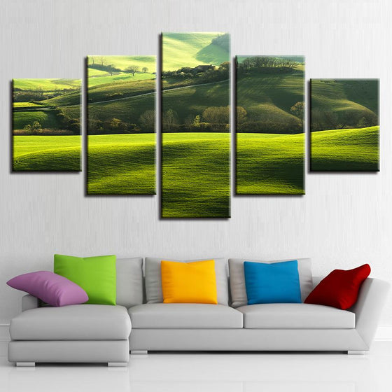Italy Green Field Hills Canvas Wall Art