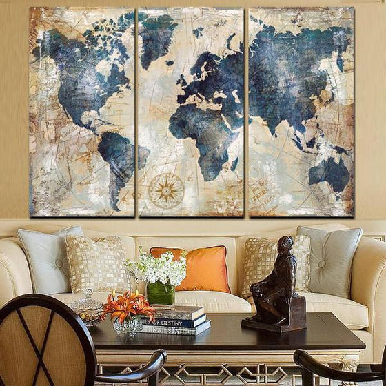 Amazing World Map Canvas Wall Art Decor