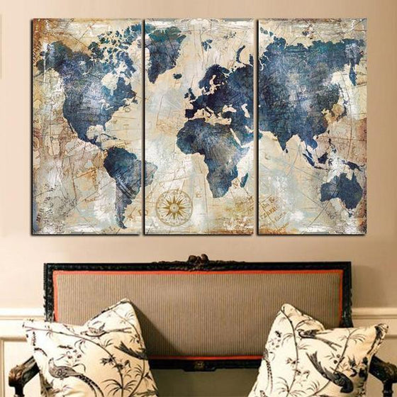 Amazing World Map Canvas Wall Art Bedroom