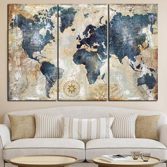 Amazing World Map Canvas Wall Art Idea