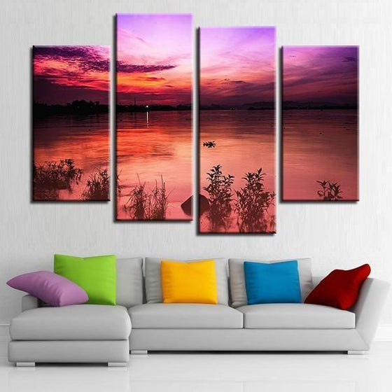 Red And Purple Sunset Canvas Wall Art Living Room
