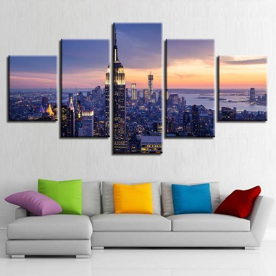 5 Piece City Wall Art Canvases